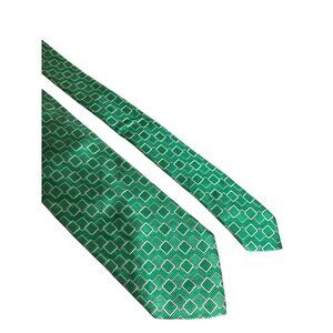 Faconnable Green Geometric Silk Tie Mens Spring Necktie France Office Colorful